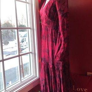 NWT Anthropologie Maeve Annabella red and black floral maxi dress.